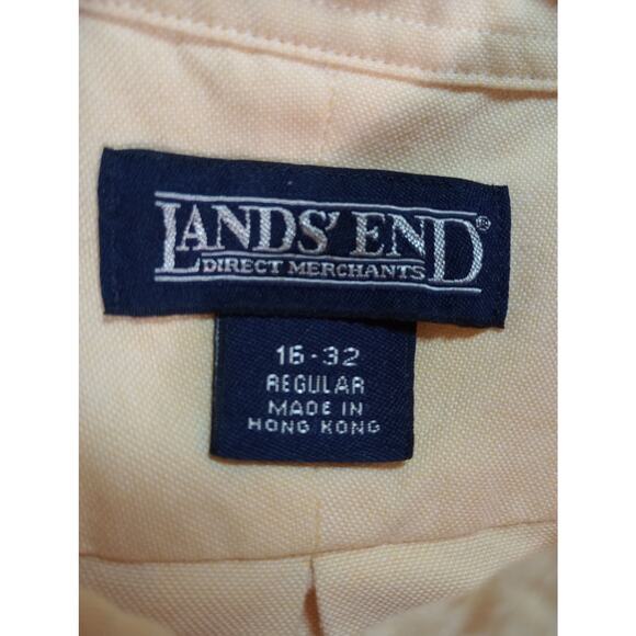 Lands End Shirt Mens 16-32 Large Yellow Button Down Long‎ Sleeve Pocket Classic - Picture 6 of 8